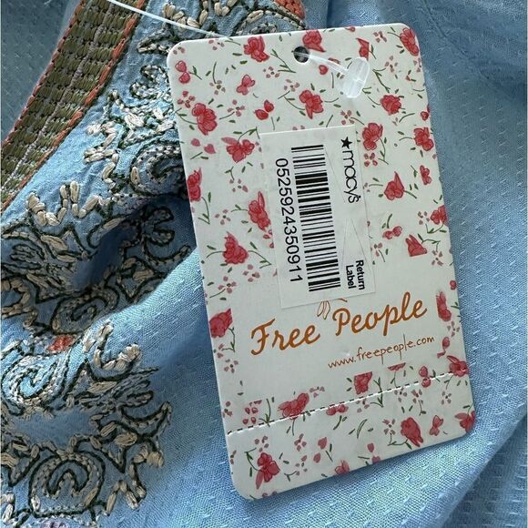 Free People Dress Wild One Embroidered Light Blue Size XS NWT - Picture 9 of 9